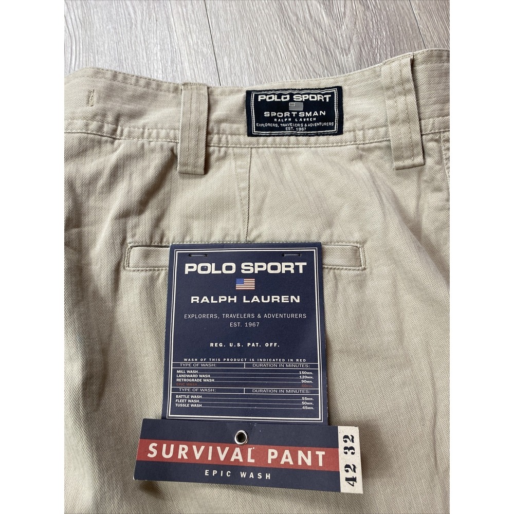 Rare! Ralph Lauren Polo Sport Survival Pants 42 42x32 Beige Cargo Vintage